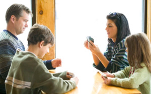 family playiing cards